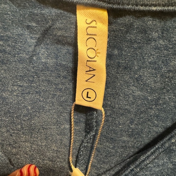 Sucolan Blue Women’s Oversized Fall Fashion Trendy Shirt Ruffle Long Sleeve Sz L - Picture 10 of 13